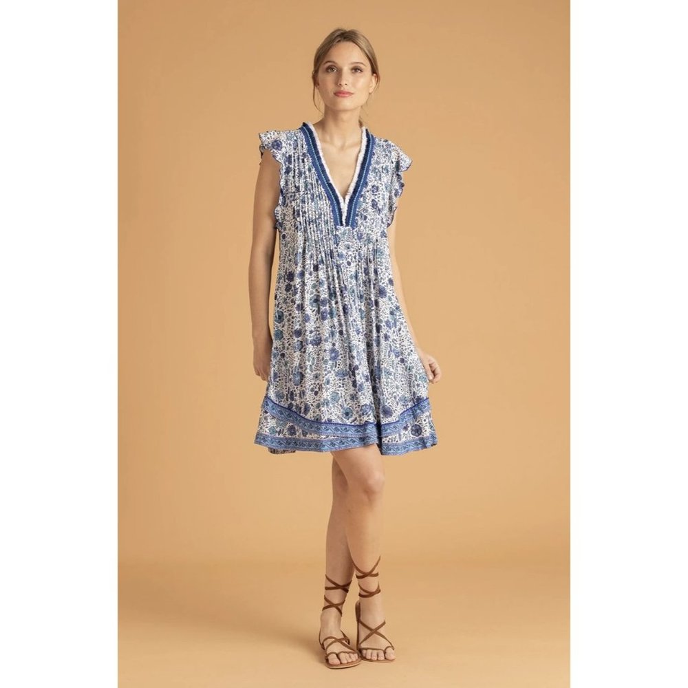 NWOT Poupette St. Barth blue white Sasha dress